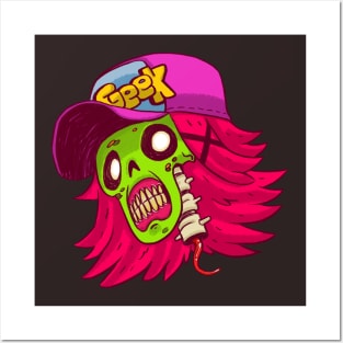 Zombie Geeky Head Posters and Art